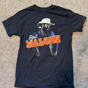 Black Short-Sleeve Graphic Tee with Orange 'Malone' Print